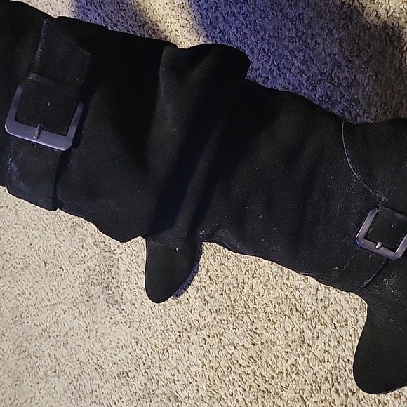 GIANI BINI! RICH BLACK SUEDE LEATHER SCRUNCHY BOOTS! SZ 7M - Picture 11 of 12